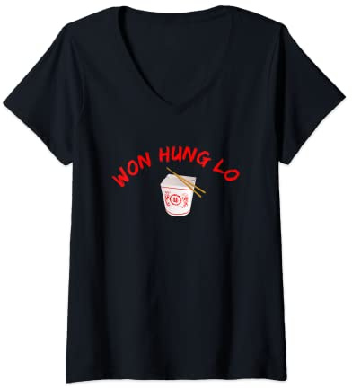 Womens Graphic Funny Chinese Food Apparel V-Neck T-Shirt