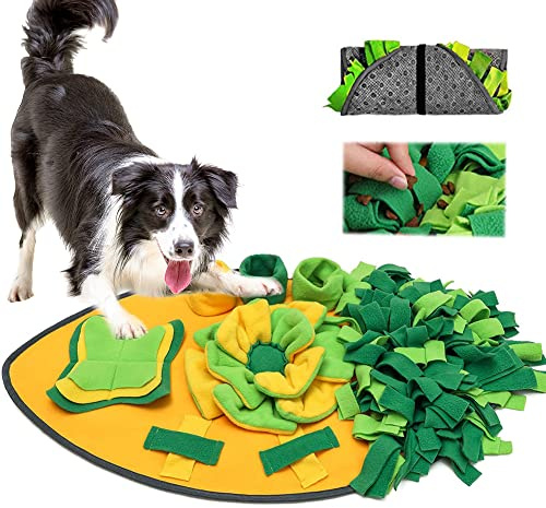 Xgummi snuffelmatta hund tvättbar, hund intelligensleksak, vikbar lukt halkfri snooffleksak intelligensleksak för husdjur hundar katter (bladformad)