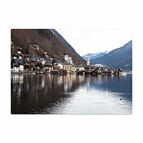 Vero Home 18824 Glas-Schneidebrett | Motiv Orte Hallstatt | rutschfest, kratzfest und lebensmittelecht | Maße: 39 x 29 cm