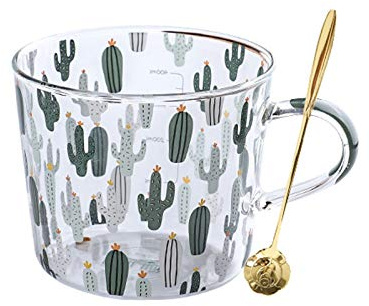 Vasos/Vasos de Agua Tazas de café de cristal, gran boca grande Mocha Bebida caliente Tazas, tazas de café espresso con mango, perfecto for latte, capuchino, chocolate caliente, té y jugo Copas de Agua