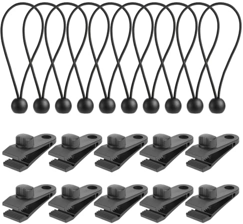 Tarp Clips Heavy Duty Lock Grip, 10 Set Tarpaulin Clips and Clamps | Weather Resistant Tie Down Strap 4mm Thickness for Outdoor Camping, Awnings, Tents, Cargo,Caravan Canopies