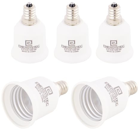 E ENERSYSTEC Candle Light to Regular E26 Light Bulb Adapter, E12 to E26 Chandelier Light Socket Converter, Candelabra to Medium Socket Bulb Base Converter, A19 Adapter, 5 Pack