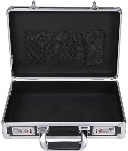 Aluminium-Aufbewahrungsbox – Aluminium-Aktenkoffer-Kombi-Safe, Koffer-Aktentaschen for Männer und Frauen, Laptop-Aktentasche for Zuhause, unsichtbare Geldtasche (36 x 24 x 10 cm) ( Color : Black , Siz