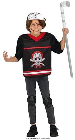 FIESTAS GUIRCA Costume da assassino di hockey per bambino - Costume da assassino con maschera - Costumi di Halloween per bambini dai 7 ai 9 anni