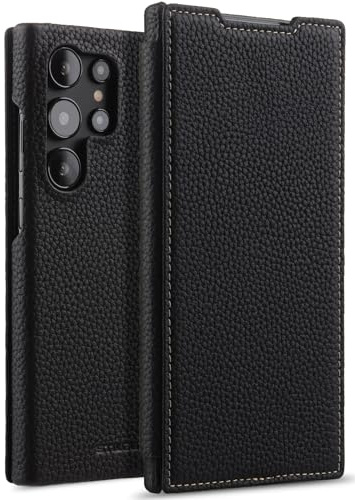 STILGUT Book Case kompatibel mit Samsung Galaxy S24 Ultra Hülle aus Leder, Lederhülle, Klapphülle, Handyhülle - Schwarz