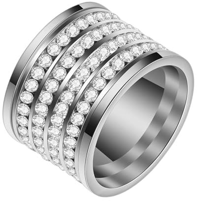 Beydodo Ringe Edelstahl Silber, Herren Ring Personalisiert Breit 20MM mit Zirkonia Freundschaftsringe Männer Ringe Nickelfrei Gr.62 (19.7)