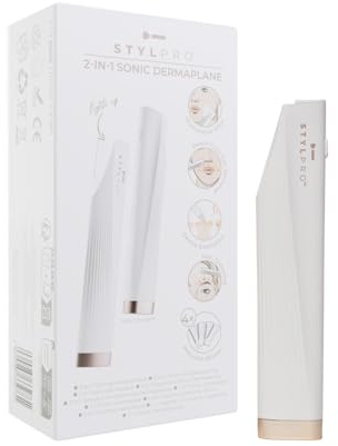 STYLPRO 2-in-1 Schall-Dermaplane & Trimmer: Beleuchteter Rand, wiederaufladbar, kabellos, reisefreundlich. Für Augenbrauen, Pfirsichflaum, Bikinizone. Schmerzfreie Exfoliation mit 3 Vibrationsstufen
