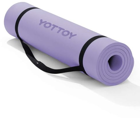 YOTTOY Yoga Mat，Extra Thick Yoga Mat (1/2inch),Professional TPE Exercise Mat,Non-Slip Workout Mat for Yoga, Pilates, Fitness, Barefoot Workouts, Home Gym Studio with Strap