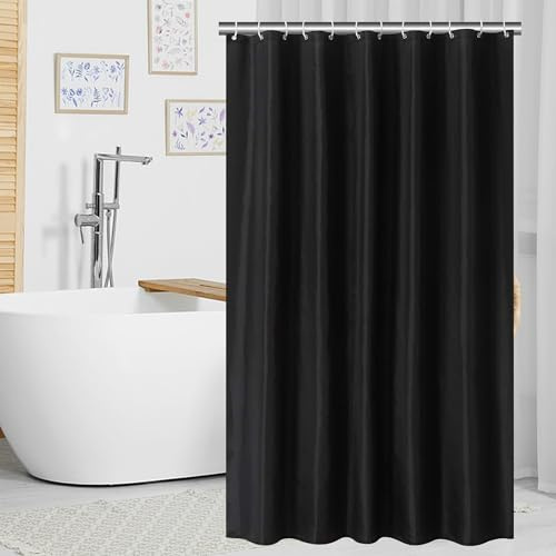 SidMing 180 x 200 cm Duschvorhang, Shower Curtains, Duschvorhang Badewanne, Wasserdicht, Maschinenwaschbar, Glatte Oberfläche, (Schwarz)