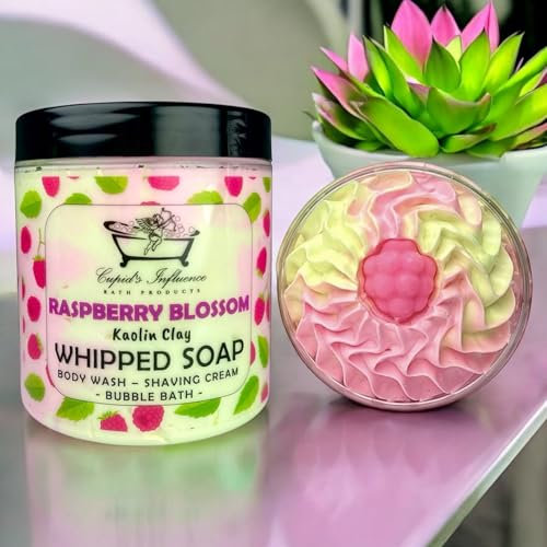 Raspberry Blossom Whipped Soap | Luxurious Kaolin Clay Body Wash | Shower Fluff | Shaving Foam | Shower Cream | Raspberry Bubble Bath | Shower Whip | Valentine's Day Gifts | Stocking Fillers