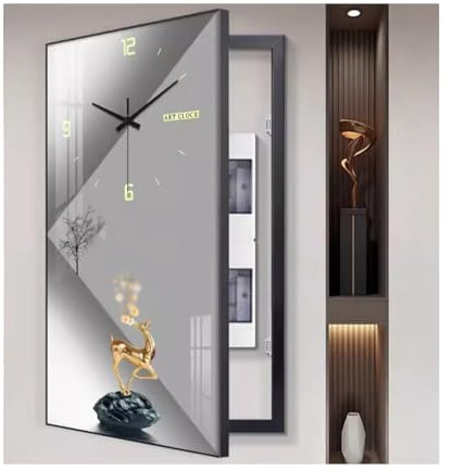 Abdeckung Des Unterbrecherkastens, Sicherungskasten Abdeckung Cabinet, Wand Montiert Verstecken Elektrische Panel Abdeckung Dekorativ, Dekorative Malerei Von Elektrizitätszähler Mit Uhr(E,45x90cm)
