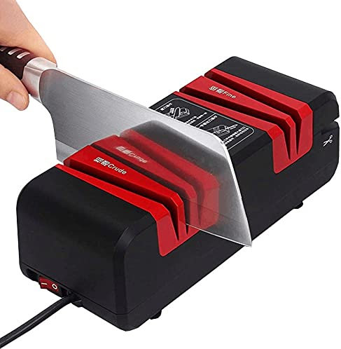 Electric Knife Sharpener 3 Stage Sharpens Chef's Knife Tool Chef's Choice Professional Knife Sharpener with Anti-Slip Base Help Fast Repair, Restore and Polish Blades Quickly Safe Quiet(Dark Green)