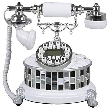 HPOTQBFK Telefono Telefono retrò Resina Home Office Telefono Fisso Soggiorno Artigianato Mobili Telefono Fisso 25 * 26 * 25 cm (Colore : Bianca) (Bianco)