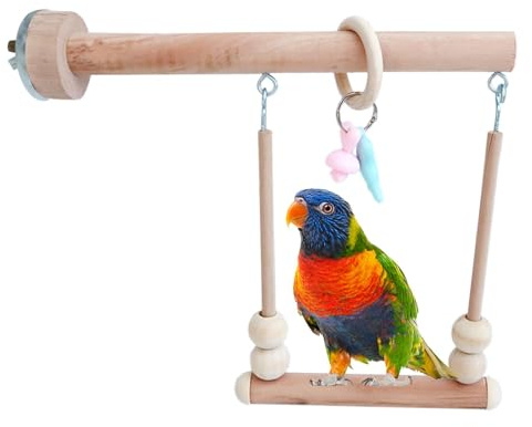 Vogelkäfigschaukel | Natürliche Vogelschaukel Kauspielzeug – Holzspielzeug Spielstudios für Papageien, Sittiche, Sittiche, Nymphensittiche, Wellensittiche