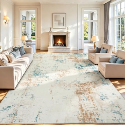 Homcomodar Teppich Wohnzimmer 200x300cm Teppich Beige Großer Abstrakte Teppiche Schlafzimmer Waschbar Teppiche für Esszimmer Kinderzimmer