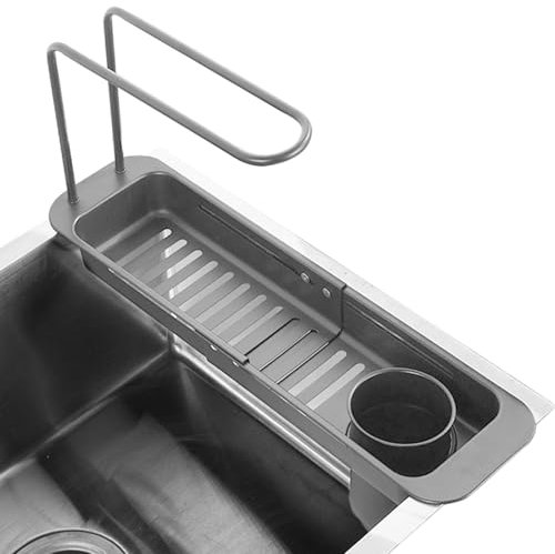 Edelstahl-Spülbeckenregal, Spülbecken-Schwammhalter, Spülbecken-Abtropfgestell, Küchenspüle-, Geschirr-Organizer, Küchenutensilien-Trockengestell, erweiterbarer Utensilienhalter, Utensilienregal