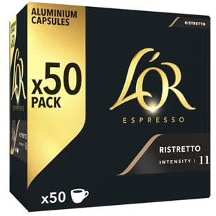 L'Or Capsule Caffè Espresso Ristretto - 250 Capsule in Alluminio - Intensità 11 - Compatibili con Macchine Nespresso®* original - 5 pacchetti da 50 capsule