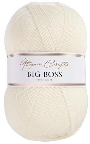 Utopia Crafts Big Boss 400g Knitting & Crochet Yarn 1200m (Warm Ivory)