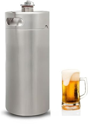 NJDQFA Keg Growler, ölfat i rostfritt stål, trycksatt Growler med deflatorlock, Servering av öl för att hålla den fräsch, för hemköket Brygning av öl,[b] 3.6l/1gal+deflator cap