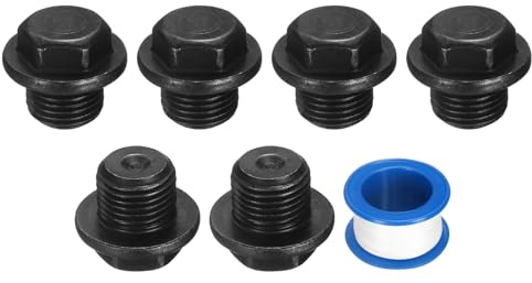 sourcing map 6Pcs M16x1.5 Outer Hex Head Male Thread Socket Pipe Fitting Plugs, Carbon Steel Flange Engine Oil Drain Plug Fitting for Terminate Pipe Ends