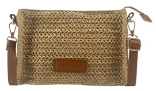 MODELISA - Bolso Bandolera Pequeño De Hombro Rafia Estilo Casual Crossbody Para Mujer (Marrón)