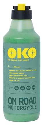 OKO On-Road Motorcycle Tubeless Tyre Sealant 1 Litre | Seals Punctures Up to 5mm | Extends Life of Motorbike and Moped Tyres, Innovative Mess-Free Cap, Non-Allergenic, Non-Compatible With TPMS Sensors
