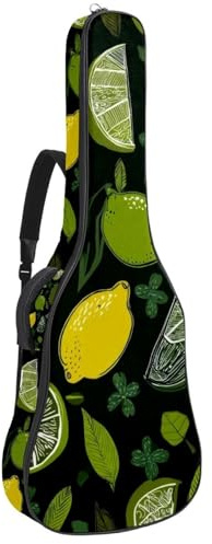 Gitarrentasche in voller Größe, wasserdichte Gitarren-Abdeckung, Tragetasche für akustische klassische E-Gitarren, niedlicher gelber Frucht-Zitronen-ästhetischer Hintergrund, Mehrfarbig 02