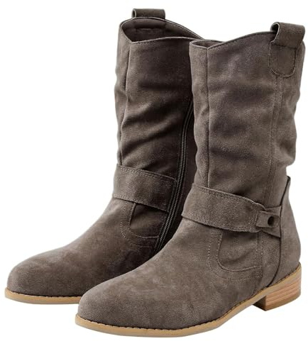 Kiduoua Stivali da Donna Casuale Stivaletti Tacco Medio Stivaletto Invernali Stivaletto Neve Comodi Stivali Donne Invernali Stringate Scarpe Corte Caviglia Casual Boots