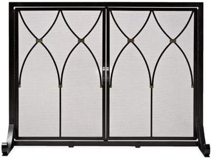 Fireplace Screen Beautiful Floor Standing Iron Metal Fireplace Door Screen Fireproof Cover Guardrail Hollow Partition