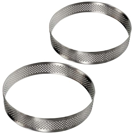 VALICLUD 2 pièces Anneaux à Tarte INOX Perforés Résistants Chaleur Moules Ronds pour Pâtisserie Créative et Démoulage Facile