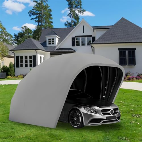 TUPOSTAR Toldo SemiautomáTico para Coche, Garaje PortáTil De Acero Inoxidable, Capota RetráCtil Resistente para Coche, Garaje PortáTil para Acampar Al Aire Libre,03,5.9 * 2.5m