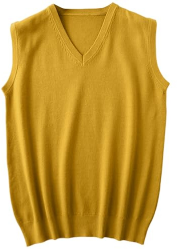 Generisch Maglione invernale da uomo, senza maniche, con scollo a V, per primavera, tinta unita, senza maniche, lavorato a maglia (arancione, XXXL)