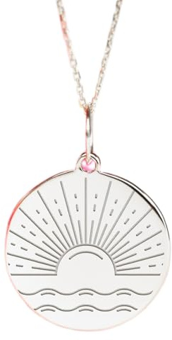 WORLD WIDE GEMS 925 Sterling Silber | Halskette mit Sonnenanhänger | Zarter Sonnenanhänger | 45 cm lange Kette | Größe: 24 mm | handgefertigter Unisex-Schmuck mit Silberbeschichtung | WW_PNK_2429