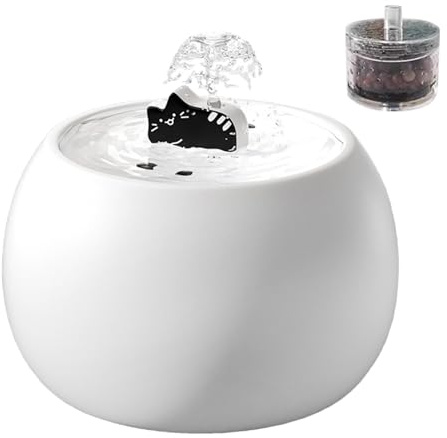 Fuente de Agua para Mascotas - Fuente automática de cerámica para Gatos de 1L 3W, Agua filtrada con Sensor 3D, dispensador eléctrico Recargable para Perros, Gatos, Cachorros, Interior
