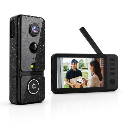Winnes Videoportero inalámbrico, cámara inalámbrica Exterior Impermeable IP68, Sensor de Movimiento PIR, Lente Gran Angular de 170°, función de visión Nocturna, comunicación de Voz bidireccional. | Videoportero inalámbrico de 170° gran angular visión nocturna videoportero duración audio bidireccional IP68