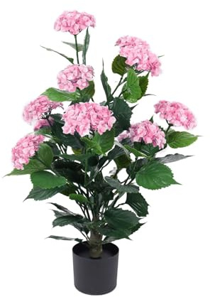 True Products Artificial Pink Hydrangea Bush Plant 90cm Tall, Ultra Realistic Indoor/Outdoor UV Protected Décor Home Office Events