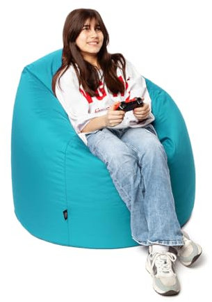 Patchhome sittsäck i droppform – turkos för inomhus- och utomhusbruk, XXL, 420 liter – med frigolitfyllning i 25 olika färger och 3 storlekar
