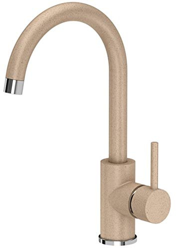 Spültischarmatur Beige Edelstahl 360°drehbar Granit gesprenkelt Küche Wasserhahn Küchenarmatur Einhebel Spültischbatterie Spüle Mischbatterie Kalt-warm Waschbeckenarmatur für Küche & Badezimmer
