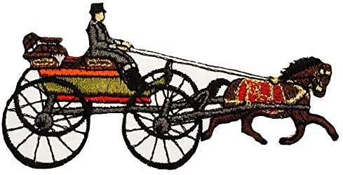 alles-meine.de GmbH Bügelbild - Pferdekutsche/Kutsche Nostalgie - 8,5 cm * 4,5 cm - Aufnäher/Applikation/Aufbügler - gestickter Flicken - Bügelflicken/Hosenflicken - Büge..