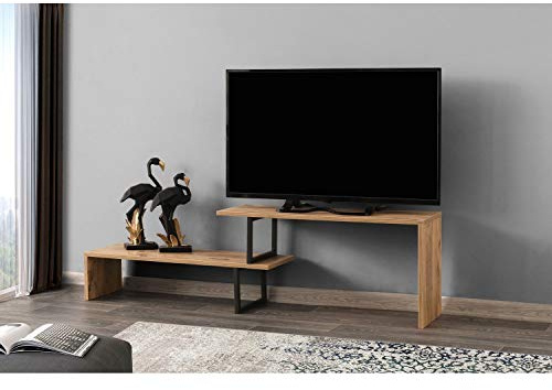 Toilinux.com Meuble TV Design Industriel Ovit - L. 120 x H. 45 cm - Marron