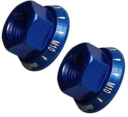 Albedel Blue 2 PCs M10 Bike Wheel Hub Axle Nuts 7075 Aluminum Bicycle Chromed Skewer Bolt Screw Nut Road MTB Replacement