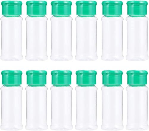 LATRAT 12 Barattoli Vuoti di Plastica per Spezie, Contenitori per Sale e Pepe, Erbe e Polveri