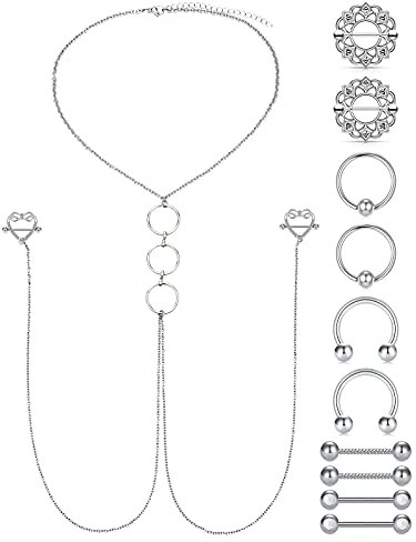 D.Bella 14G Nippelrings Chirurgenstahl Brustwarzenpiercing Frauen Nippelpiercing Schmuck Schwarz