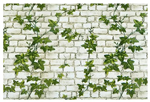 PRETYZOOM Peel and Stick Brick Wallpaper 39.37X17.72In Self Adhesive Waterproof Wall Sticker with Leaf Pattern for Bedroom Living Room Kitchen Decoration