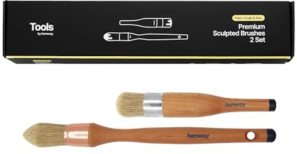 Pinceaux de Peinture à la Craie et à la Cire de qualité supérieure Hemway pour la Peinture de Meubles Facile et Lisse, Les détails, Le Recyclage, Le Shabby Chic (Ensemble de 2)