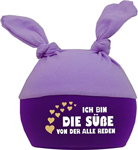 Kleiner Fratz Baby 2-Zipfelmütze Multicolor (Flieder-lila) (Gr. 1 (KU: 35-42)) Ich Bin die Süße von der alle reden