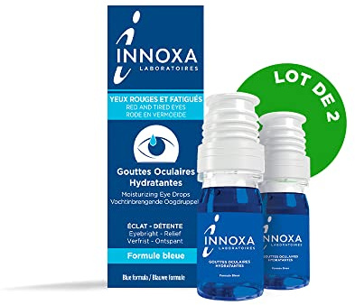 INNOXA - Blaue Formel - Augentropfen - Bleichen Sie rote Augen auf - Befeuchten Sie trockene und müde Augen - Steril und ohne Konservierungsstoffe - 2x10ml
