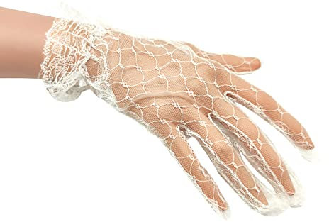 Damen Spitze Elegant Kurze Handschuhe,Brauthandschuhe Abendhandschuhe, Satin Braut Hochzeit Spitze Handschuhe,Sommer UV Schutz Lace Handschuhe für Hochzeit Party und Tee Party Prom Abend Handschuhe