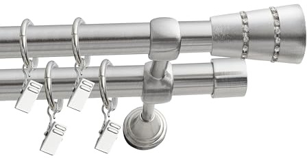 Fenster DEKOR Gardinenstange Stahl - Gordijnroede 260 cm - Elegante Modern Vorhangstange - 2-läufig stange vorhang - Karniesabschluss wählbar - Vorhang Stangen Stahl Jonker