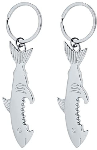 NUOBESTY 2pcs Shark Bottle Opener Keychain Shark Keychain Multi-use for Beer Opener for Lovers for Outdoor Camping